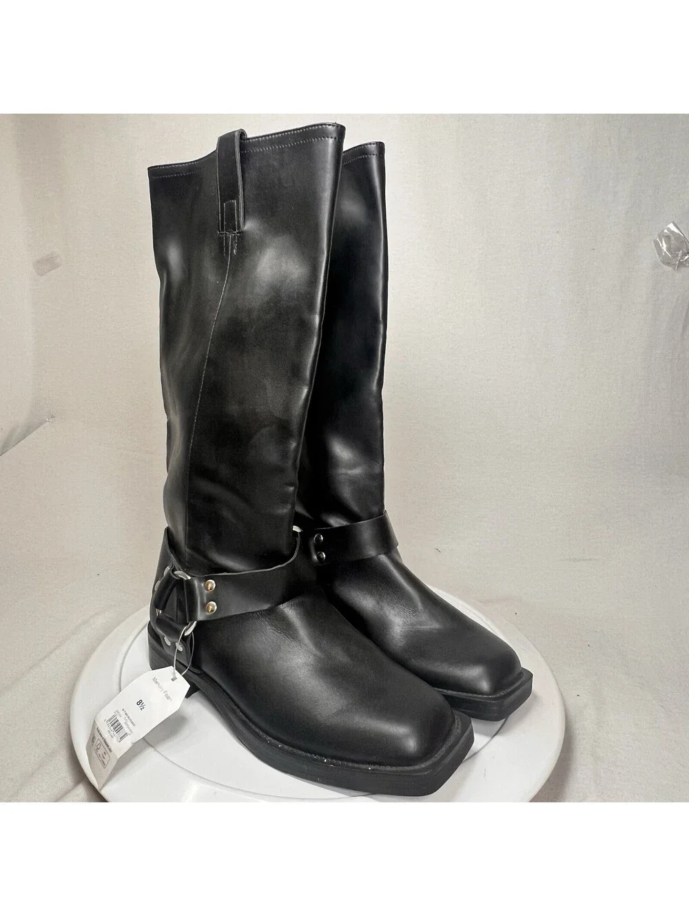 Time and Tru Women’s Faux Leather Tall Moto Harness Boots Size 8.5 New with Tags